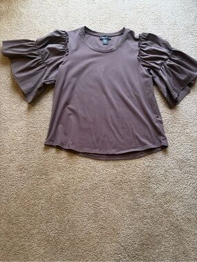 Bailey 44 Chocolate Brown Ruffle Sleeve Short-Sleeve Top